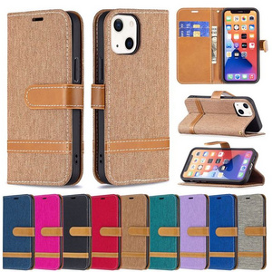 Canvas Jean Wallet Leather Case For IPhone 15 14 13 Pro 12 Mini 11 Pro Max X XS XR 7 8 Plus Jeans Flip Stand Mobile Phone Cover