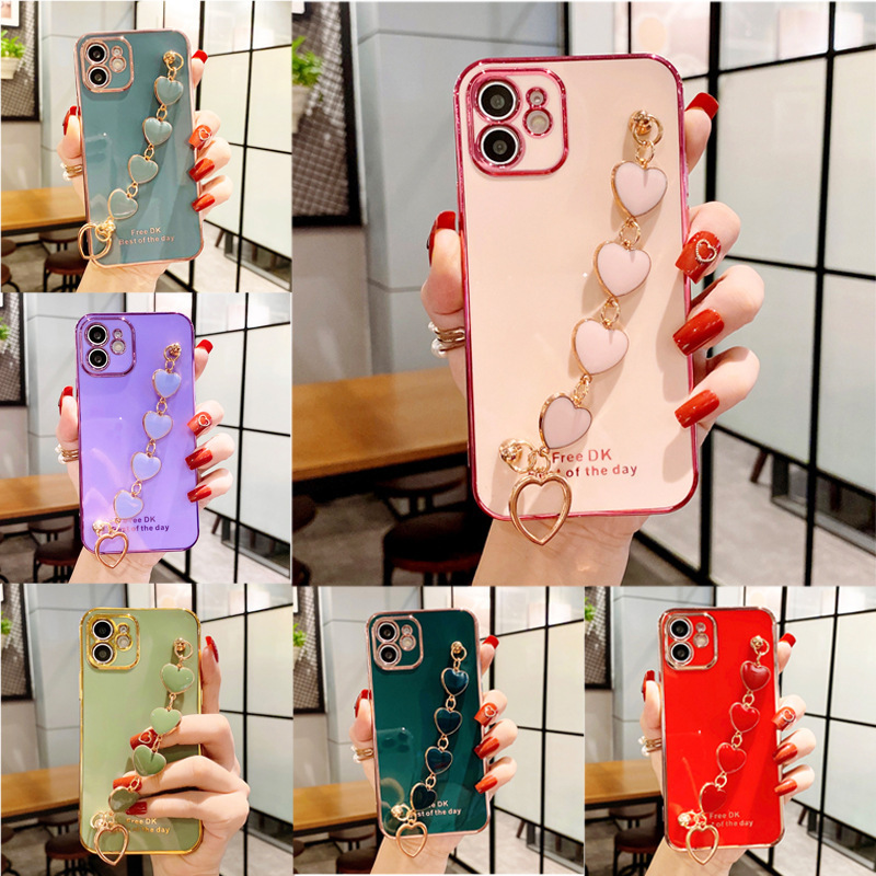 Wrist Love Strap Luxury Plating Soft TPU Case For Xiaomi CC9E A3 CC9 9 Lite Pro 10 Lite 10T 10 Bling  Phone Back Cover