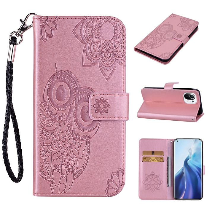 For Samsung Galaxy S21 FE Xcover 5 Xcover5 Owl Printed Wallet Leather Case Luxury Flip Stand Phone Skin Cover Pouch Bag