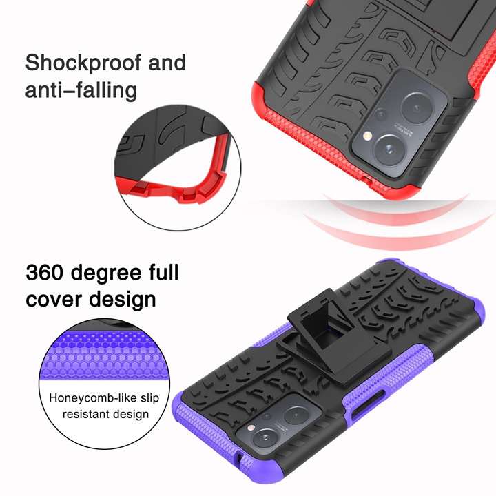 Shockproof Kickstand Armor Tyre Case For OPPO Realme 9i C21Y C25Y C35 A57S 4G A57 5G A77 Hybrid Tire TPU PC Phone Back Cover