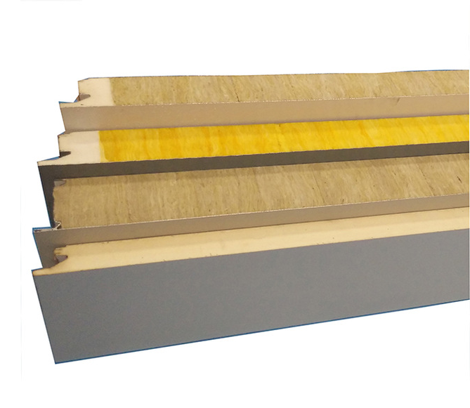 Four Side Tongue and Groove Rock wool Glasswool Curtain Wall Sandwich Panel For Garage Door