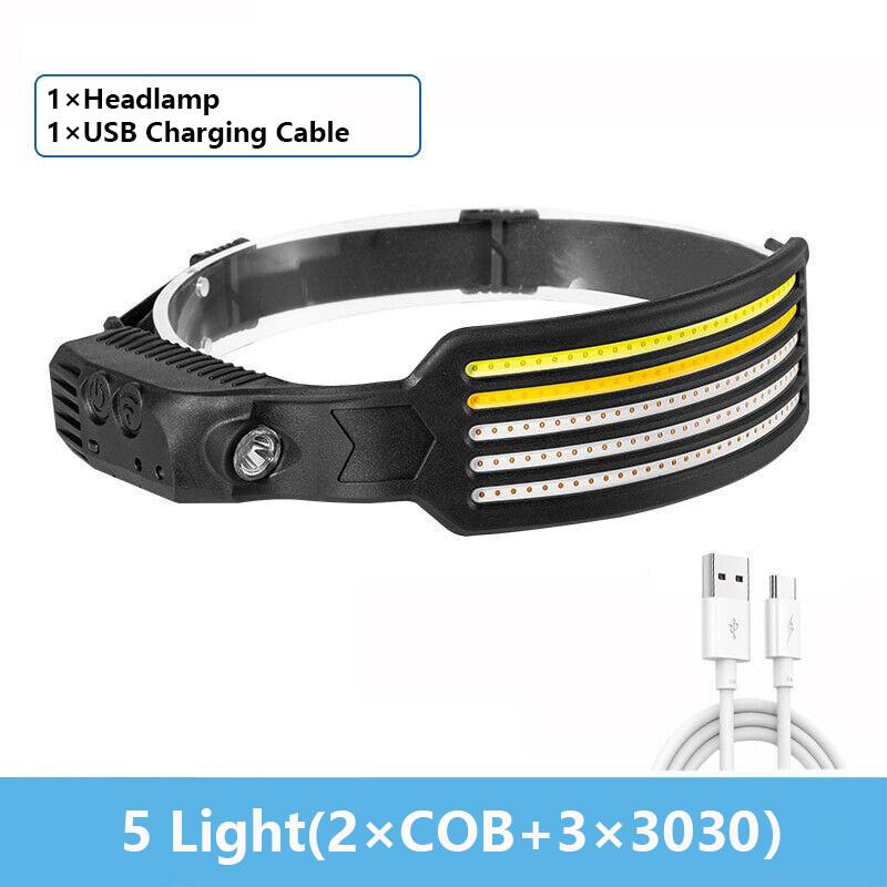 2024 High Quality Powerfull Rechargeable LED Headlamp, 4 Mode long range Fishing Headlight, Road Safe Fronthead LED Flashlight