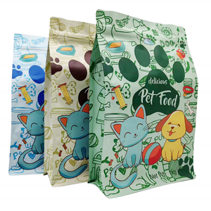 Custom Printing Flat Bottom 8 sides seal Plastic Heat Seal aluminum foil soil prt food Bag pet food packaging bag neutral