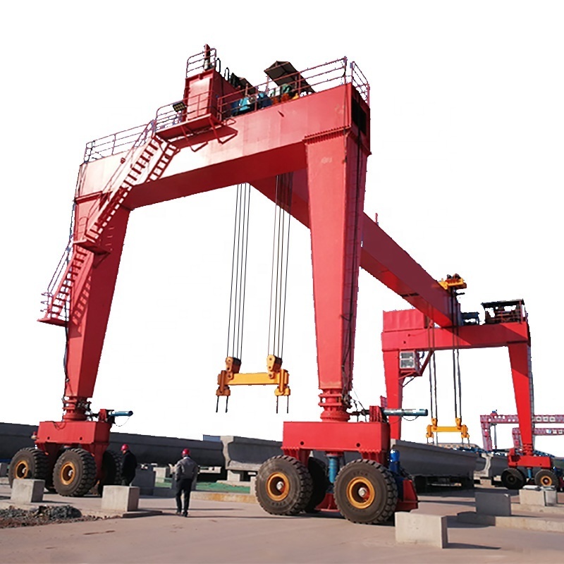 50 ton 60 ton bridge rubber tyre mobile straddle carrier for port