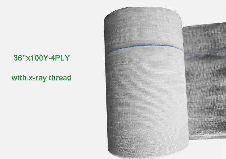 Medical Supply Hospital Use  4ply  absorbent bleached 10% cotton sterile gauze roll with x-ray thread , zigzag pillow type