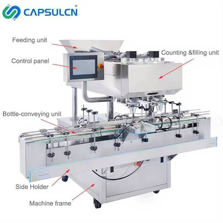 PBDS-12 High Speed Automatic Vibrating Multi Channel Capsule Counting Pill Soft Gel Candy Capsule Tablet Counter Machine