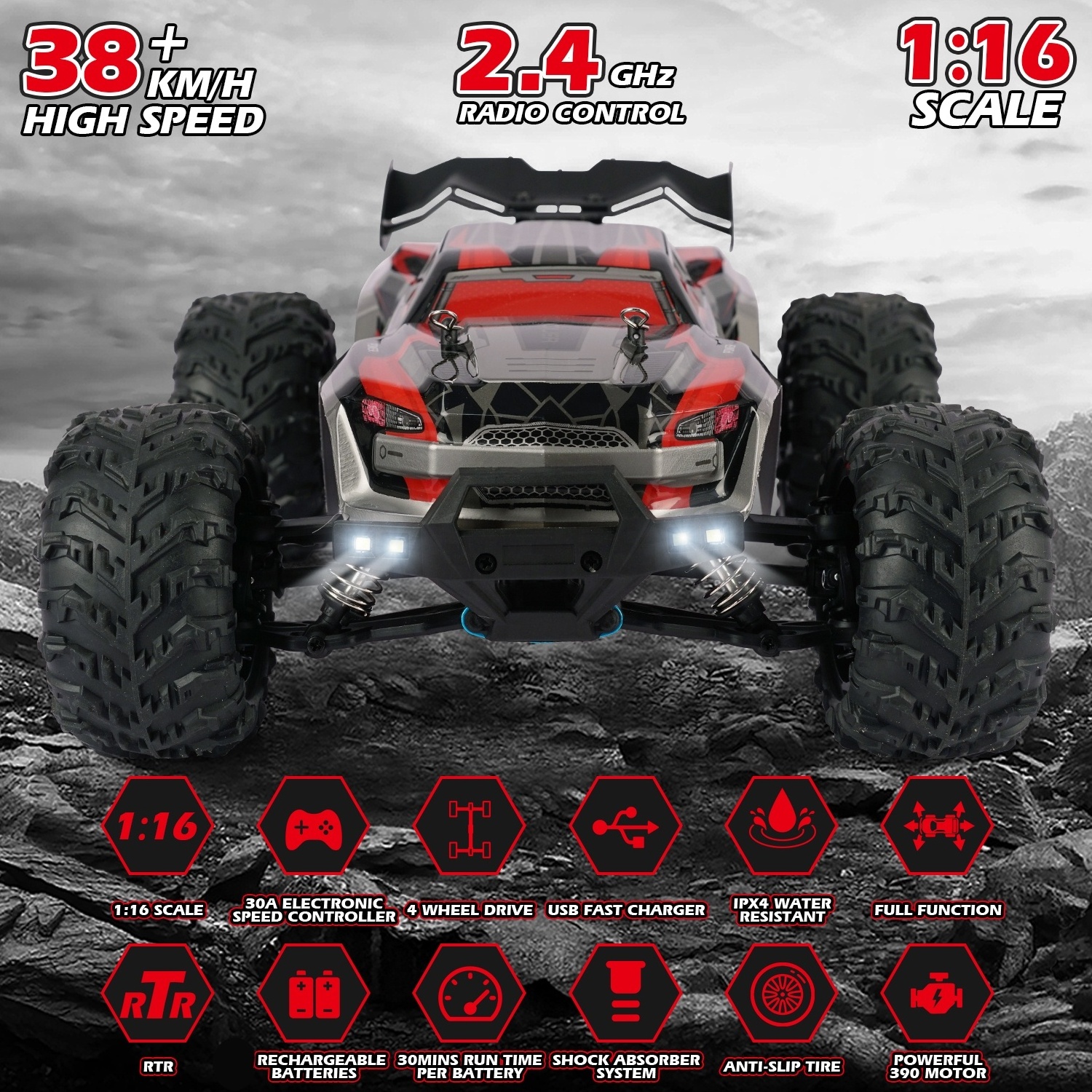 HUADA 2023 Kids Remote Control Truck Waterproof 4x4 Off Road RC Drift Cars For Adults Children With High Speed