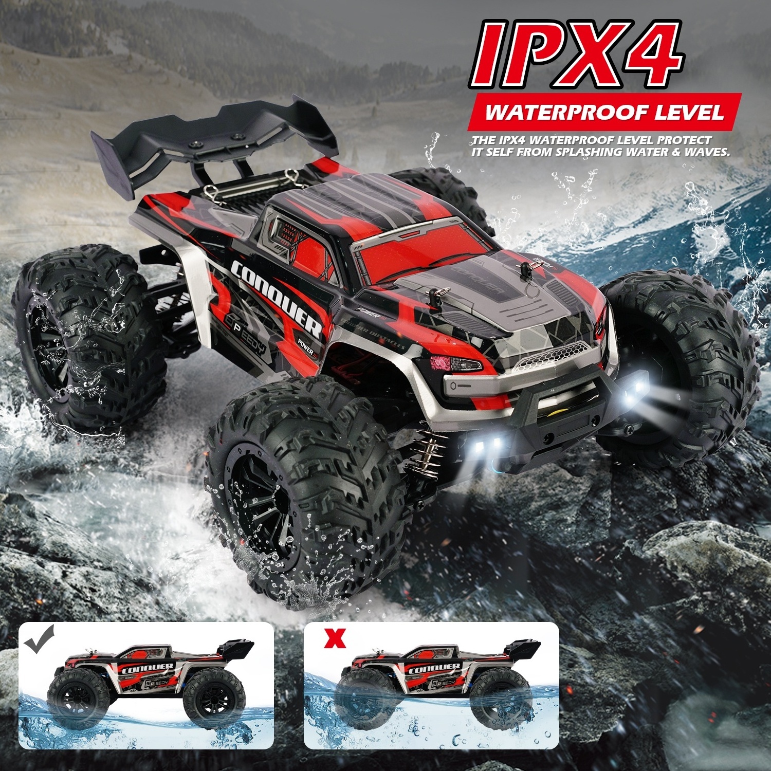 HUADA 2023 Kids Remote Control Truck Waterproof 4x4 Off Road RC Drift Cars For Adults Children With High Speed