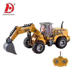 HUADA Plastic Construction Vehicles Model Remote Control Trailer Excavator Engineering Truck Toy RC Bulldozer Tractor For Kids