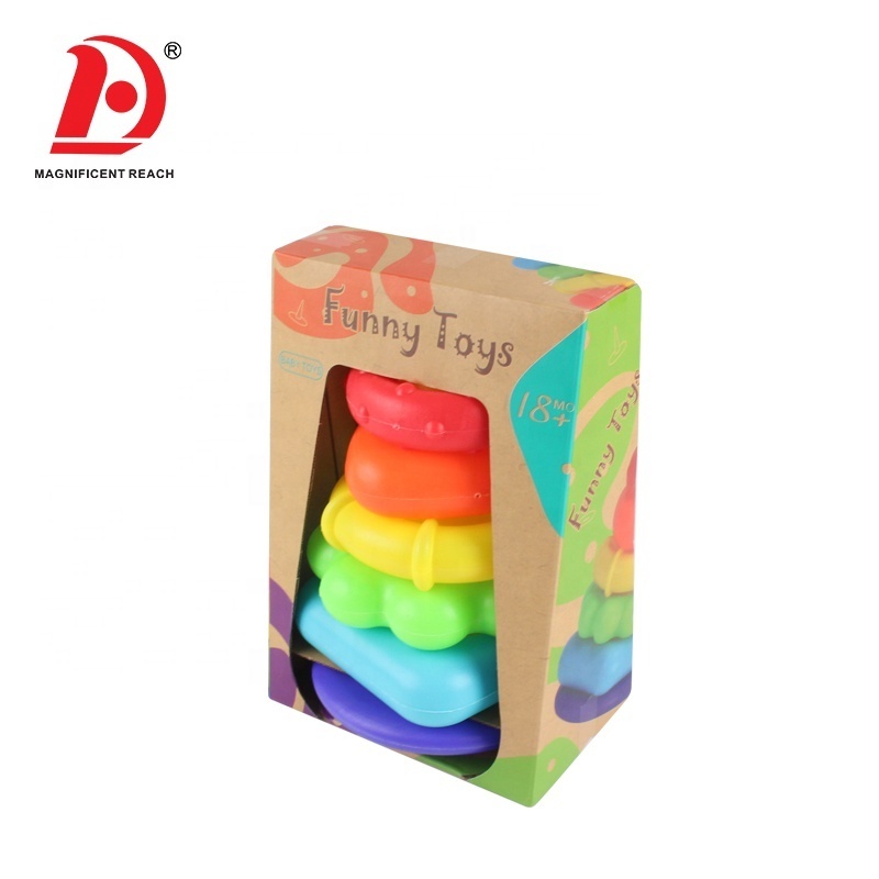 HUADA 2023 High Quality Baby Intelligence Educational Game Set Colorful Rainbow Stacking Rings Toy