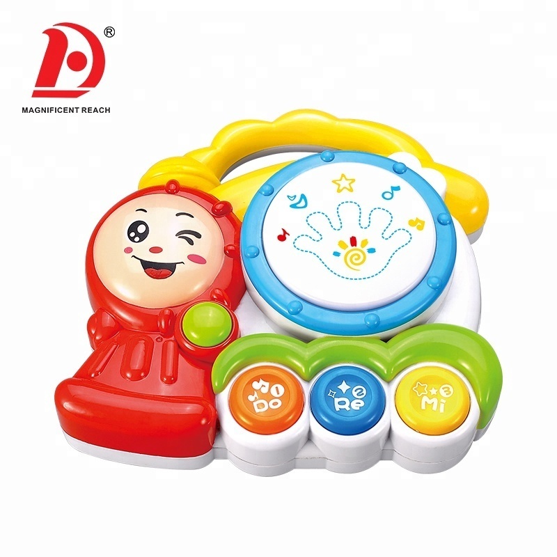 HUADA  Preschool Music Education Lovely Train Design Baby Musical Clapping Hand Drum Toy Set