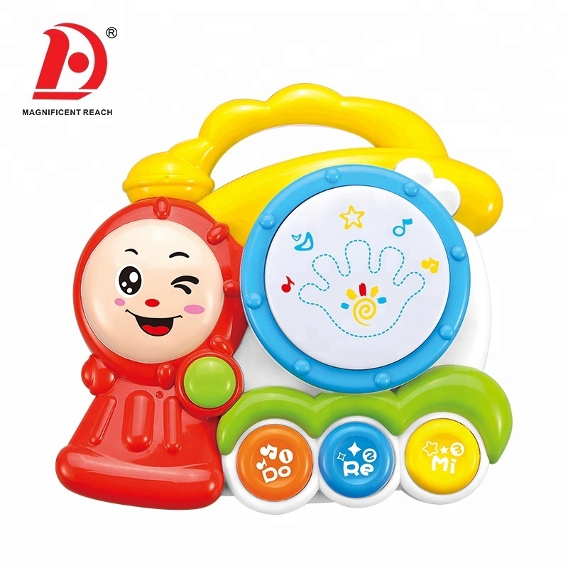 HUADA  Preschool Music Education Lovely Train Design Baby Musical Clapping Hand Drum Toy Set