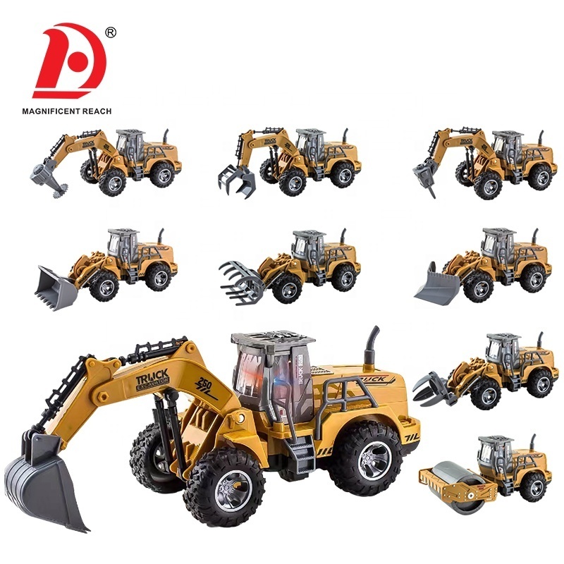 HUADA Plastic Construction Vehicles Model Remote Control Trailer Excavator Engineering Truck Toy RC Bulldozer Tractor For Kids