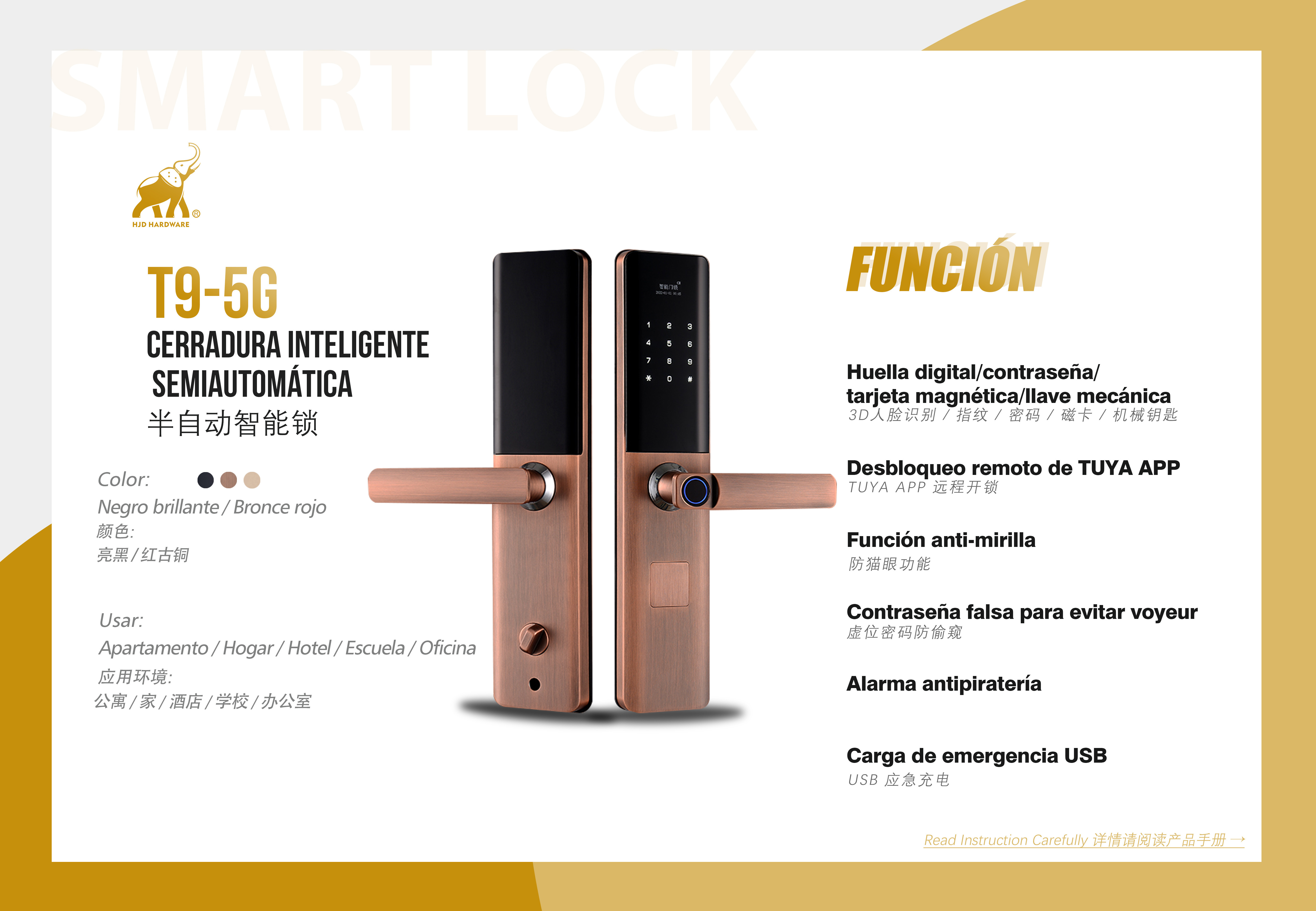 Waterproof wifi electric finger print biometric code password locks front tuya ttlock with camera fingerprint smart door lock