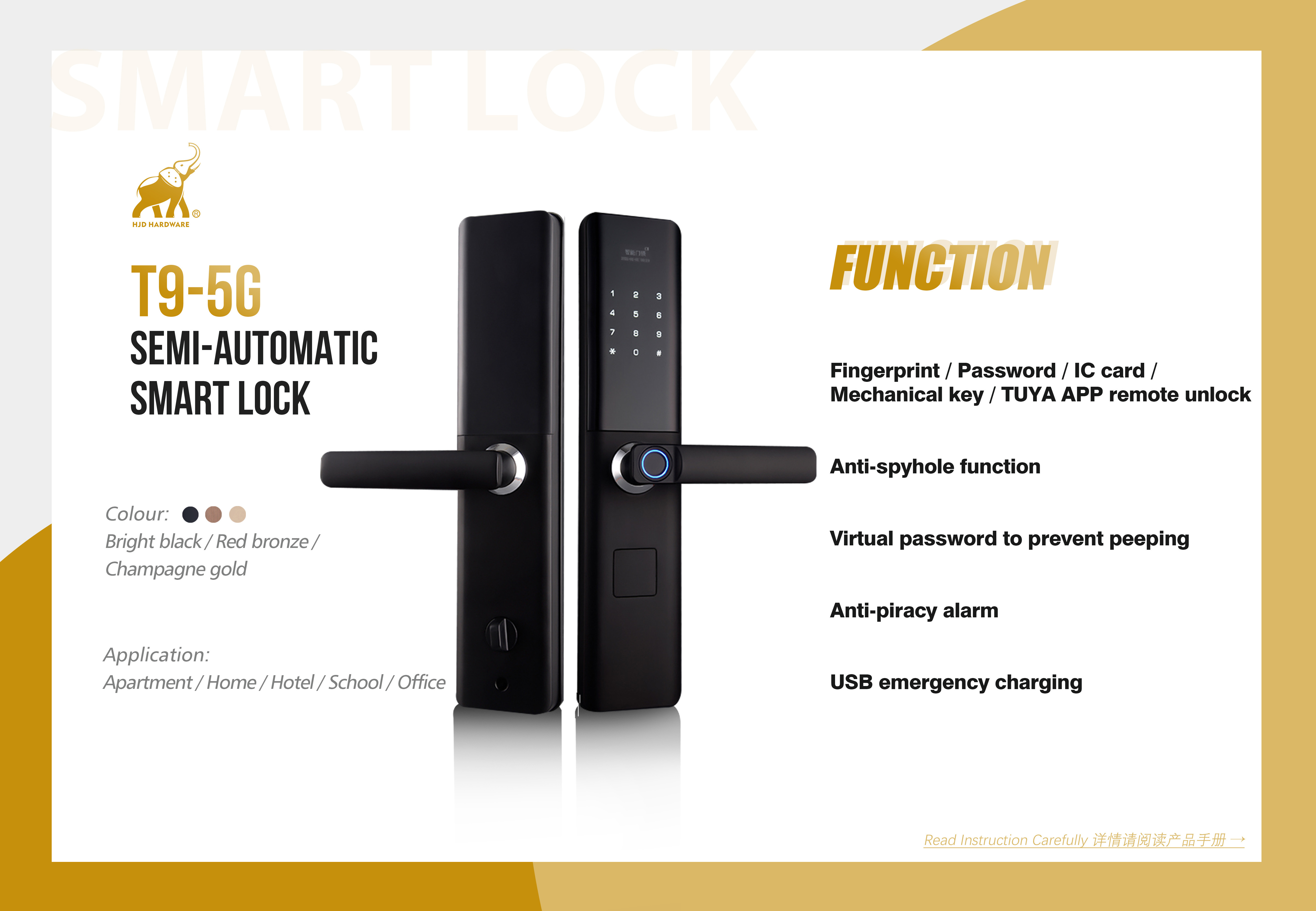 Waterproof wifi electric finger print biometric code password locks front tuya ttlock with camera fingerprint smart door lock