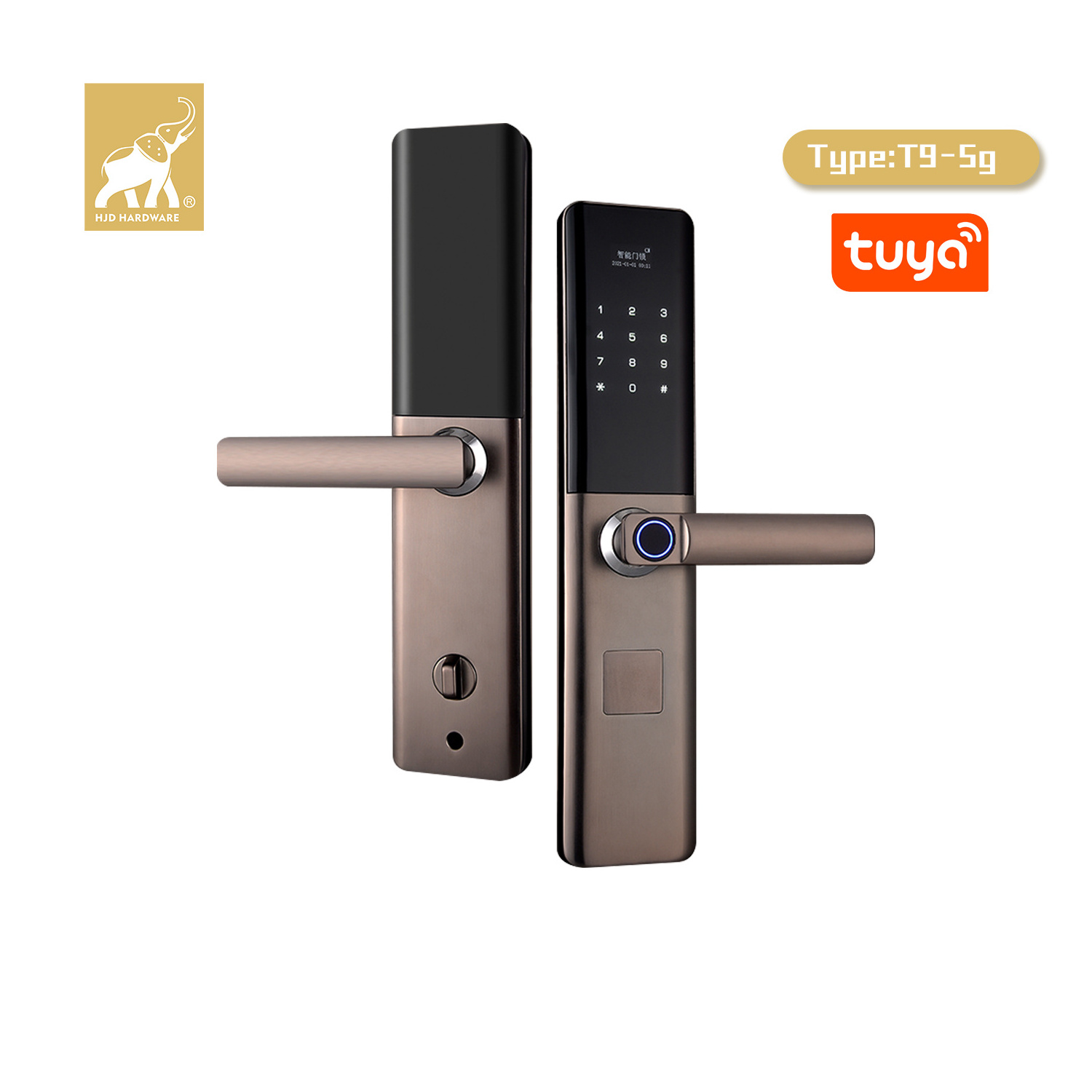 Waterproof wifi electric finger print biometric code password locks front tuya ttlock with camera fingerprint smart door lock