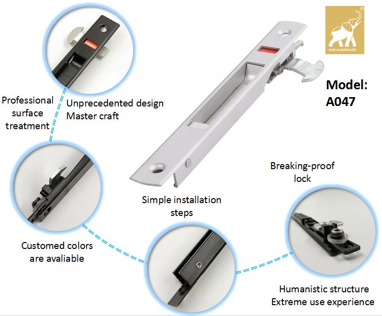 HJD Factory hot sale Crescent sliding window lock  window latch door and window lock