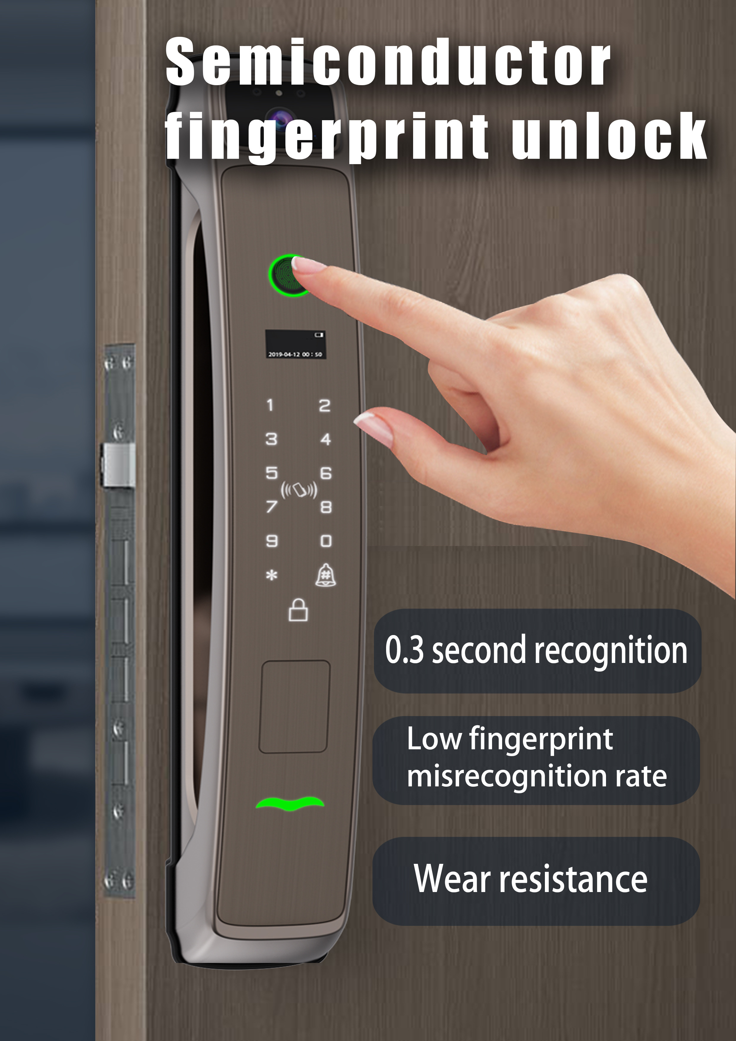 HJD 3D Face Recognition Video Record Real-time Intercom Smart WIFI Automatic Fingerprint Keyless Door Lock With Camera