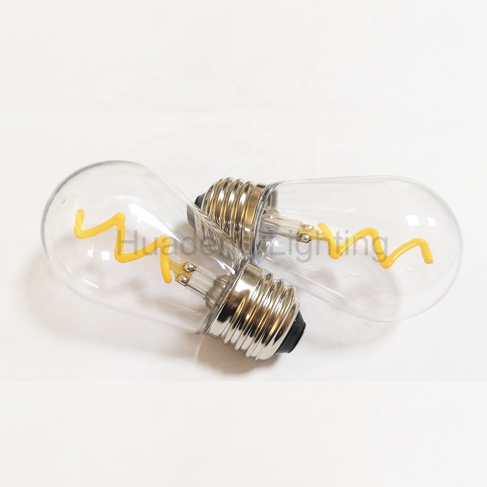 S14 E26 Base 120v Plastic LED Filament Clear Bulb LED String Light Replacement Bulb for Vintage Patio string Light