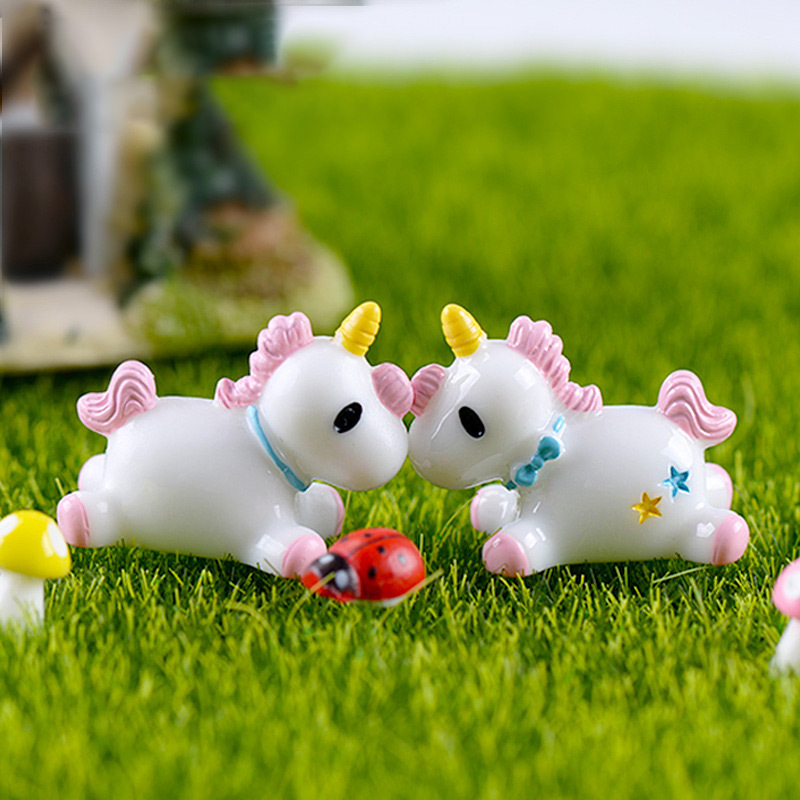 Cartoon Mini Cute Animal Tiny Unicorn Horse  DIY landscaping Miniature for Home Decor Fairy Garden Figurine Children Toy Gift