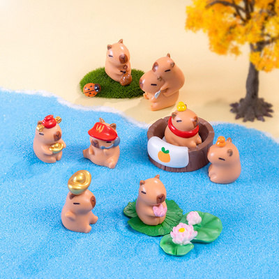 Micro Landscape Cute Capybara Capibala Doll Miniature Figurine Blind Box Accessories Fairy Garden Decor Car Desktop Ornaments