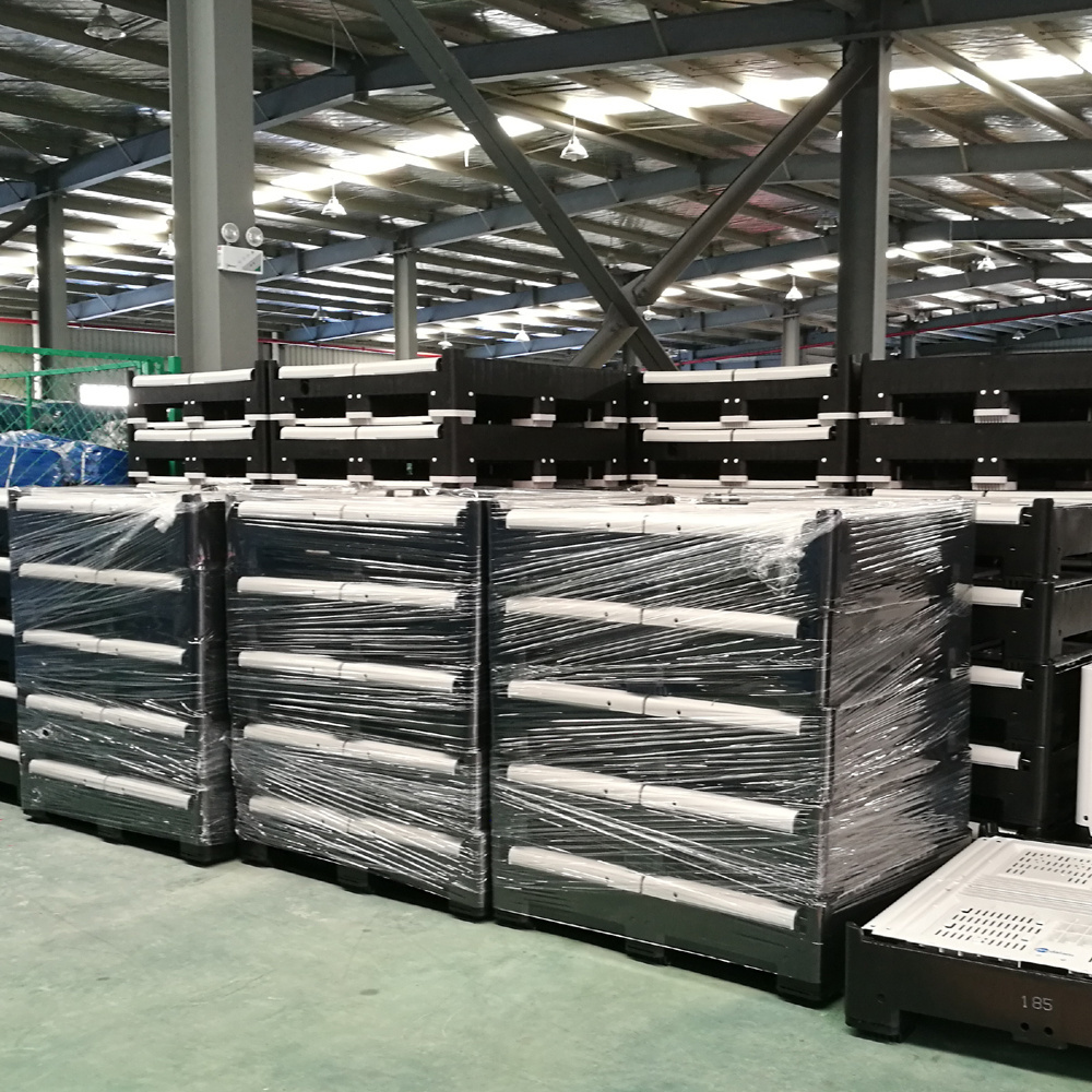 Customized logistic collapsible pallet box recyclable plastic folding shipping grid pallet box