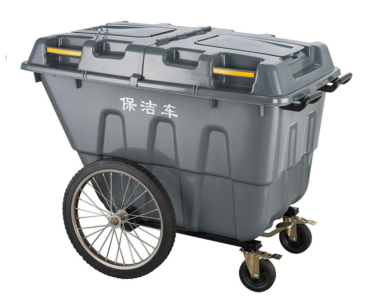 400L Trash Can Trolley Dumping Carts with Wheels Bulk Sustainable Plastic Waste Containers Storage Bin Large Plastic 2 Wheels