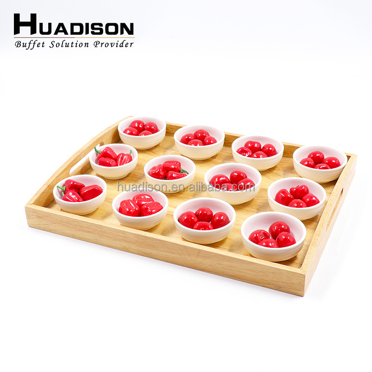 Huadison restaurant hotel supplies buffet food display stand wooden dessert display rack for wedding party