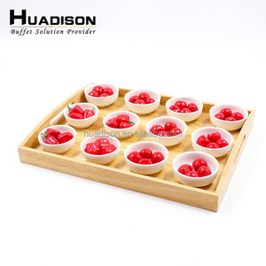 Huadison restaurant hotel supplies buffet food display stand wooden dessert display rack for wedding party