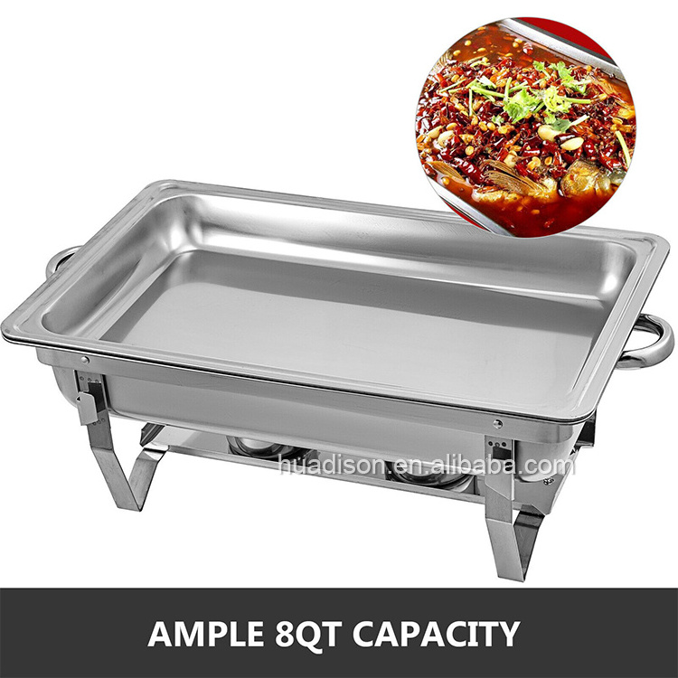 Huadison wholesale Indian chaffing dish rectangle buffet food warmer stainless steel chafing dishes for sale