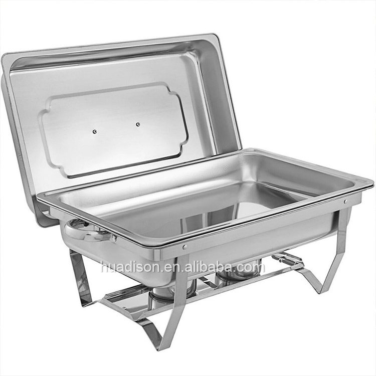 Huadison wholesale Indian chaffing dish rectangle buffet food warmer stainless steel chafing dishes for sale