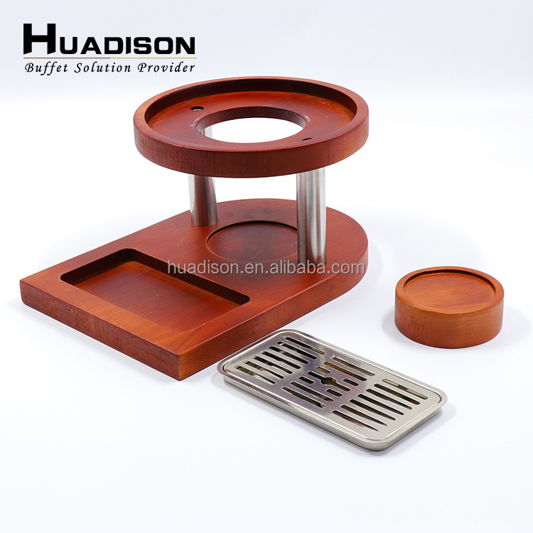 Huadison automatic milk machine wood coffee stirrer electric wooden stand portable ceramic water hot chocolate dispenser