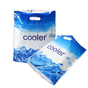 New arrivals Blue White PE plastic Cooler Bag Insulated Folding Picnic Portable Ice Pack Food Thermal Bag custom cooler bag