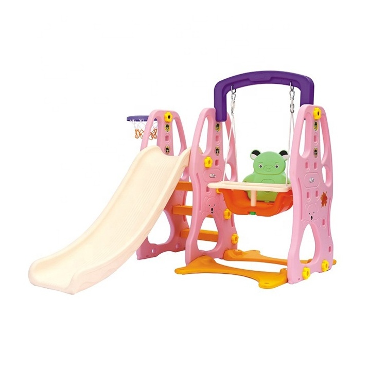 Small Plastic castle lovely toy kindergarten baby slide and swing play set