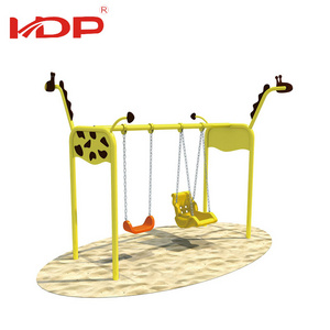 Creative giraffe theme kids outdoor swing children playground double swing seat