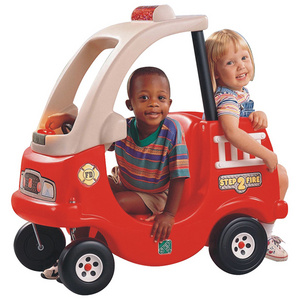 Funny kids driving Children double fire-fighting truck plastic classic baby ride on car