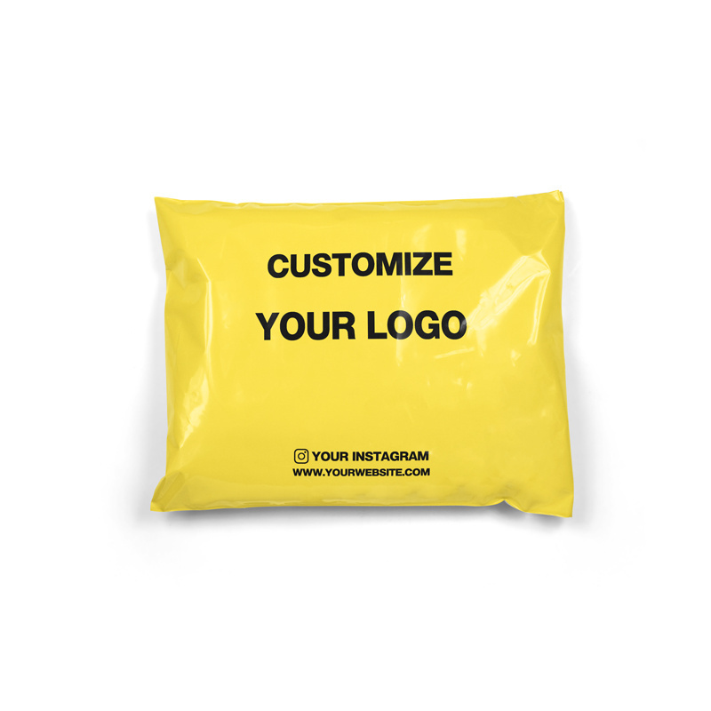 Custom printed yellow poly mailer courier packaging bag spot goods pe polymailer customized mailing bags for clothing