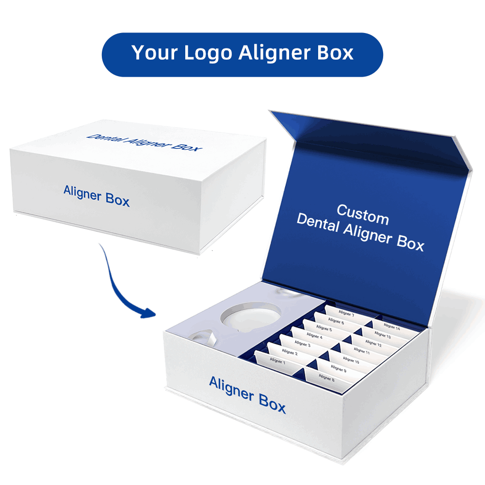 Luxury Magnetic Rigid Invisible Brace Orthodontic Packaging Clear Aligners Cardboard Paper Boxes Custom Dental Aligner Box