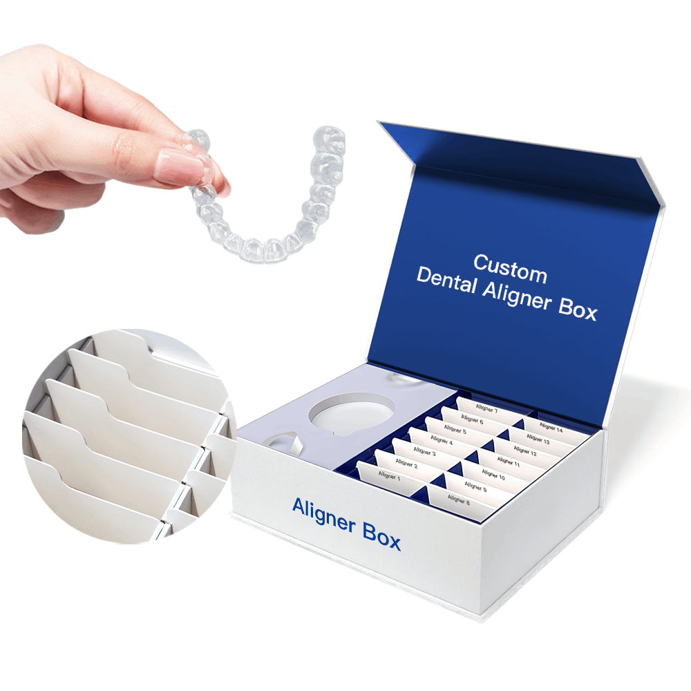 Luxury Magnetic Rigid Invisible Brace Orthodontic Packaging Clear Aligners Cardboard Paper Boxes Custom Dental Aligner Box