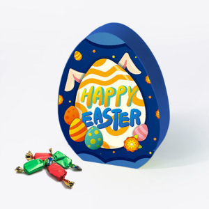 2024 Happy Kids Chocolate Candy Easter Egg Shape Display Bio Hard Matt Lamination Packaging Rigid Paper Gift Easter Boxes