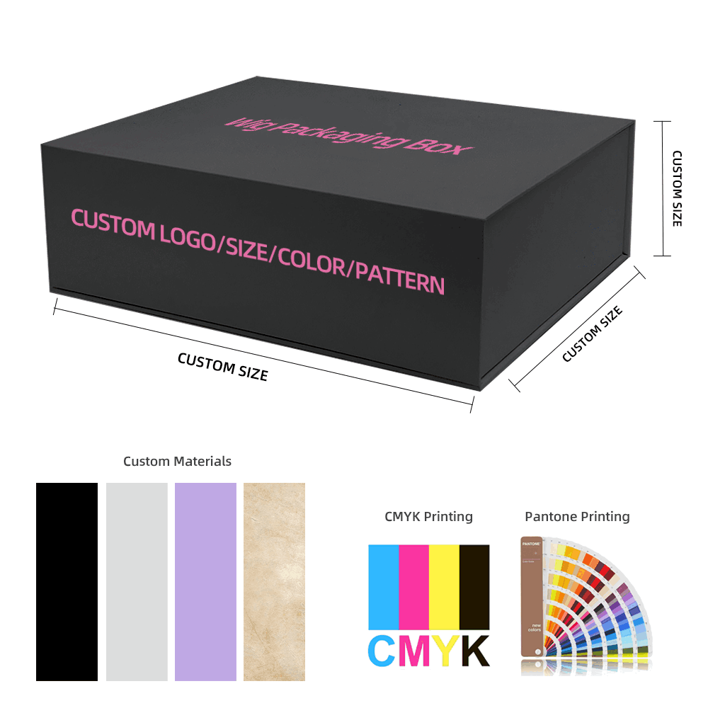 Eco-Friendly Cardboard Magnet Hair Extension Wigs Bundles Boxes Private Label Magnetic Paper Box Custom Wig Packaging With Logo