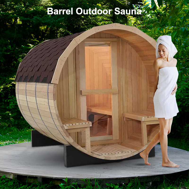 Full Spectrum Portable Far Infrared Hemlock Outdoor Barrel Sauna Outdoor Infrared Sauna For 2 Person