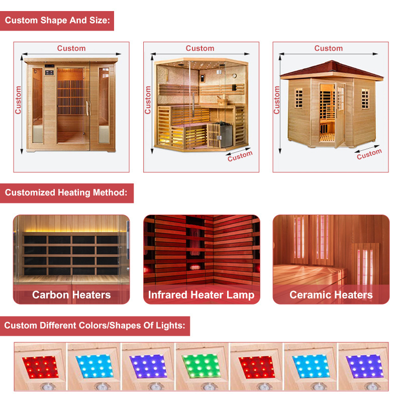 New Design 1 2 3 4 Person Hemlock Infrared Rooms Indoor Sauna Steam 2 Person Infrared Sauna For Sale