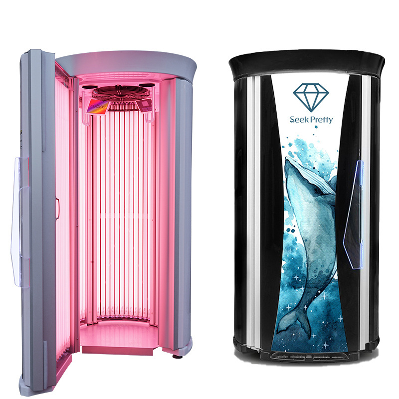 CE RoHS Commercial Salon Custom 50pcs Lamp 180watts Solarium Tanning Machine Red Light Stand Up Tanning Bed For Sale