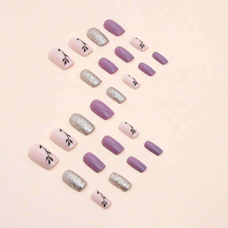 Label oem soft gel nail tip false nails full cover clear square gold glitter glamnetic press on nails glue tabs