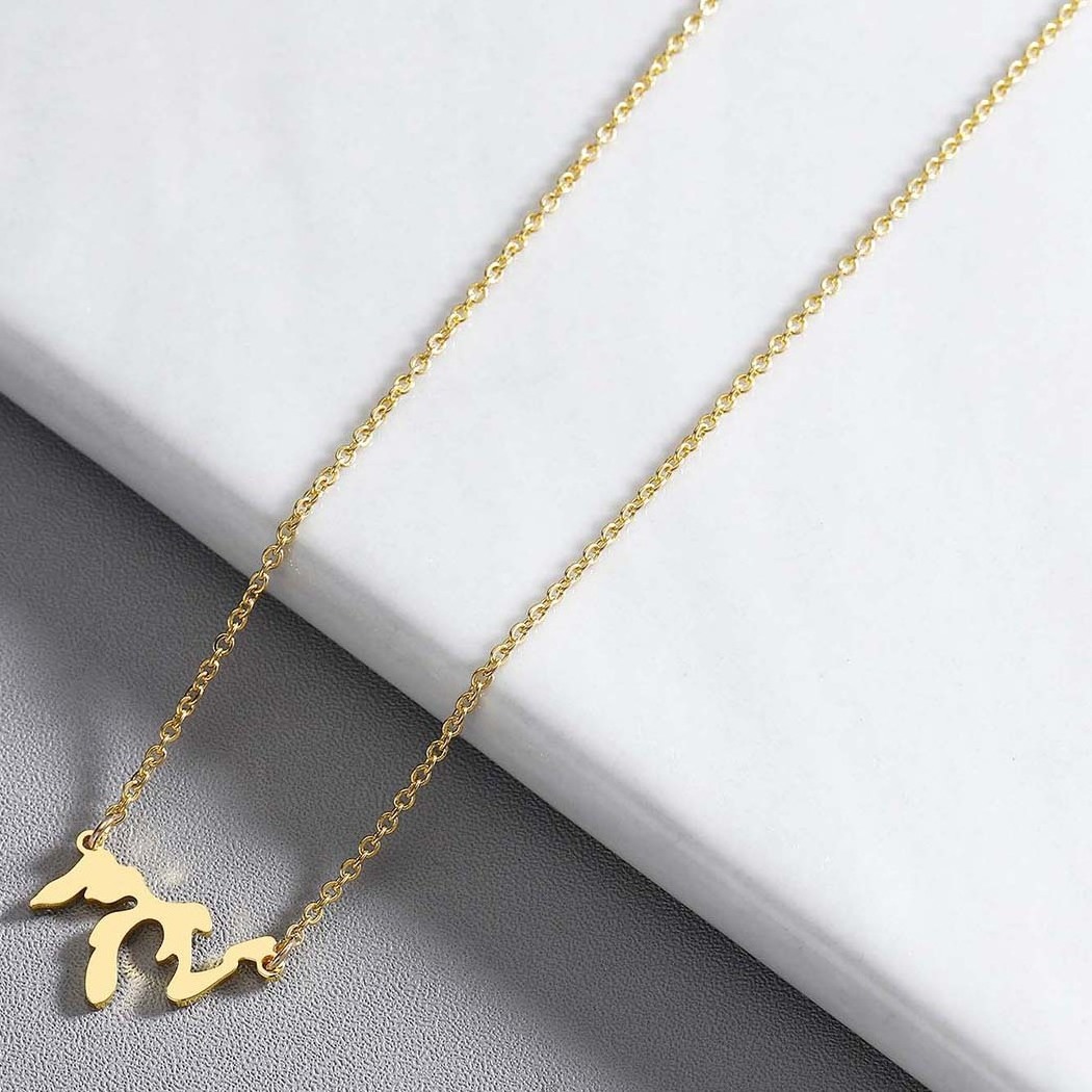 18k Gold Plated Great Lake Pendant Necklace Personalized Necklace Stainless Steel Jewelry