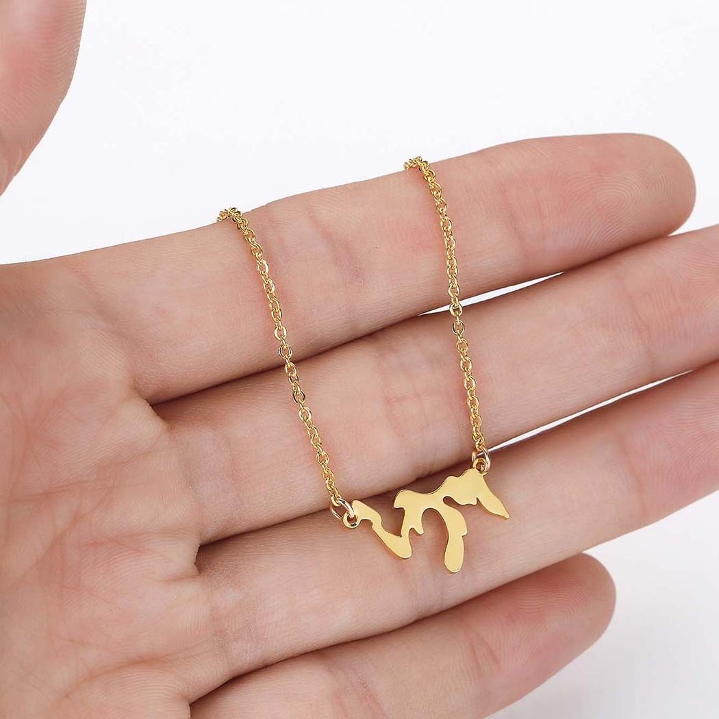 18k Gold Plated Great Lake Pendant Necklace Personalized Necklace Stainless Steel Jewelry