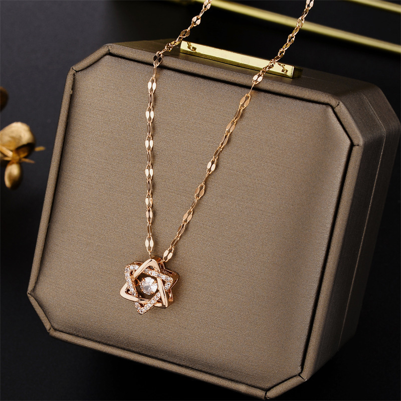 Wholesale Trend Fashionable Star Diamond Necklace Made In China Stainless Steel Gold Necklaces Jewelry Women Bulk