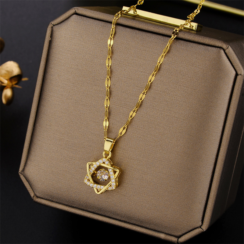 Wholesale Trend Fashionable Star Diamond Necklace Made In China Stainless Steel Gold Necklaces Jewelry Women Bulk