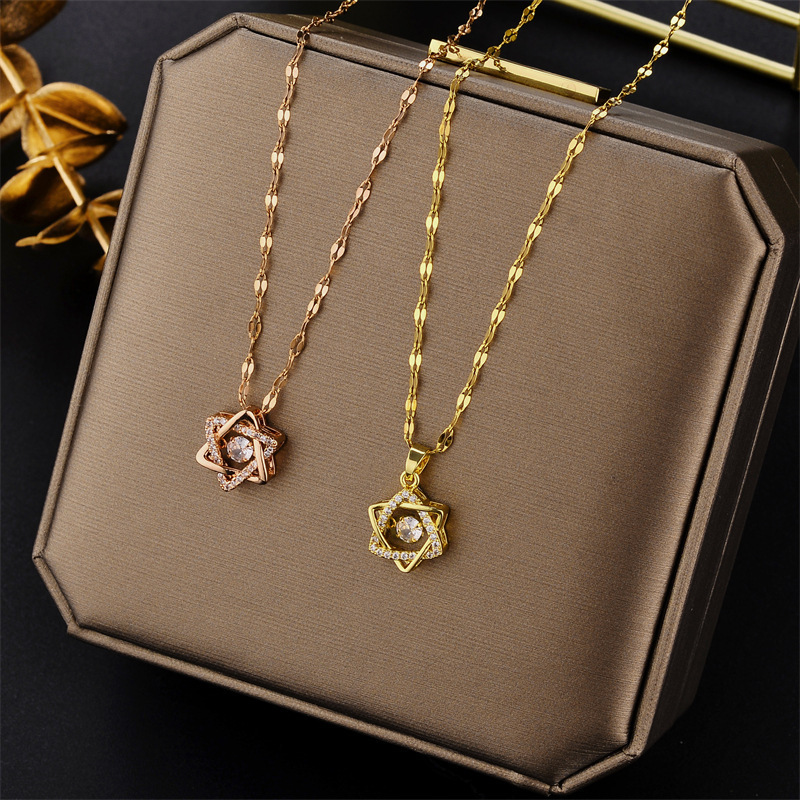 Wholesale Trend Fashionable Star Diamond Necklace Made In China Stainless Steel Gold Necklaces Jewelry Women Bulk